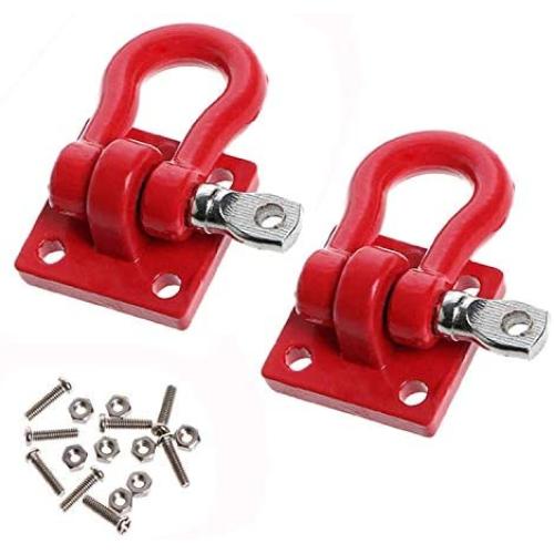 ShareGoo Metal Climbing Trailer Tow Hook Hooks Buckle Winch Shackles Accessory for 1/10 Scale RC Crawler Truck D90 SCX-10 Climbing Car,Red