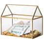 NCYP Upgraded Reinforced Glass Version, Large Geometric Glass Card Box Terrarium, Gold, Handmade, Brass, House Shape,for Wedding Receiption, Wishwell, Keepsake Centerpiece, Sturdy, Glass Box Only