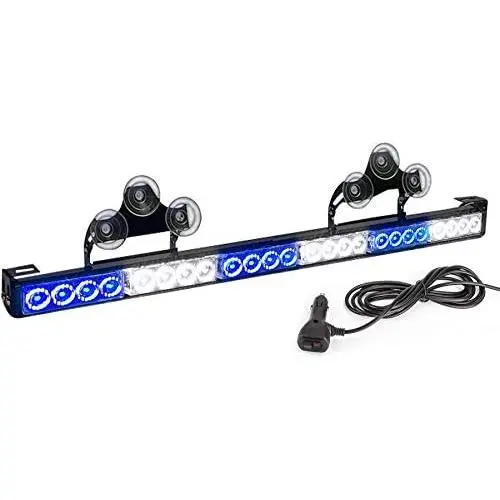 First Responder Blue White Emergency Strobe Lights For Firefighters Police Fire Vehicles LED Warning Light Bra 6 Block 27 Inch 13 Flash Patterns With Cigar Lighter Safety for Rear Window First Responder Blue White Emergency Strobe Lights For Firefighters Police Fire Vehicles LED Warning Light Bra 6 Block 27 Inch 13 Flash Patterns With Cigar Lighter Safety for Rear Window