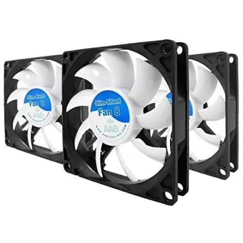AAB Cooling Slim Silent Fan 8 - Silent and Efficient Low Profile 80mm Fan with 4 Anti-Vibration Pads, Cooling Fan, Computer Fan, Airflow Fan, PC Fan 80mm, 8cm Fan - Value Pack 3 Pieces AAB Cooling Slim Silent Fan 8 - Silent and Efficient Low Profile 80mm Fan with 4 Anti-Vibration Pads, Cooling Fan, Computer Fan, Airflow Fan, PC Fan 80mm, 8cm Fan - Value Pack 3 Pieces