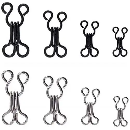 80 Set Sewing Hooks and Eyes Closure for Bra, Fur Coat Jacket and Clothing, Metal Buttons Trousers Hook, Silver and Black, 4 Sizes 80 Set Sewing Hooks and Eyes Closure for Bra, Fur Coat Jacket and Clothing, Metal Buttons Trousers Hook, Silver and Black, 4 Sizes