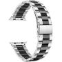 Supoix 38mm/40mm Large Bands Compatible with Apple Watch Series 5 4 40mm/Series 3/2/1 38mm, Stainless Steel Metal Link Replacement Wristbands Strap for Women(Silver&Black)
