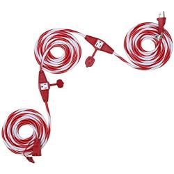Dewenwils 25 FT Candy Cane Outdoor Extension Cord with Multiple Spaced Outlets Plugs, 16/3 SJTW Power Cord for Christmas Tree Lights and Holiday Decorations, UL Listed