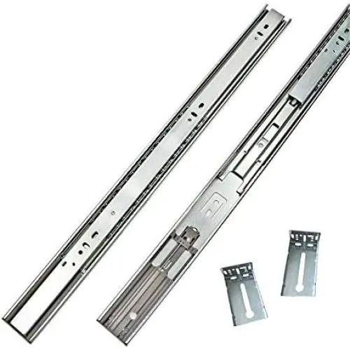 1 Pair 22 Inch Side/Rear Mount Soft Close Drawer Slides Full Extension 3 FOLD Drawer Glides - LONTAN 4502S3-22 Drawer Slides Bottom Mount Heavy Duty 100 LB Drawer Runners with Rear Mounting Brackets