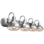 Kira Home Liberty 36'' 4-Light Modern Industrial Vanity/Bathroom, Kitchen Light + Metal Cage Shades, Brushed Nickel Finish