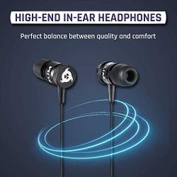 KLIM Fusion Earbuds with Microphone + Long-Lasting Wired Ear Buds - Innovative: in-Ear with Memory Foam + Earphones with Mic and 3.5mm Jack - New 2021 Version - Black