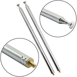 RuiLing 2-Pack M3 Male Thread 7 Section AM FM Radio Universal Antenna for Radio TV Electric Toys, Telescopic Replacement Antenna Aerial, Stainless Steel Material, Stretched Length 98cm 38.5 Inch