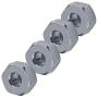 RC Car Hex Hub Adapter, 4 Pcs Aluminium Alloy 6mm to 12mm Wheel Hex Hub Adapter for WPL 1634 RC Truck RC Spare Part Accessory (Titanium Gray)