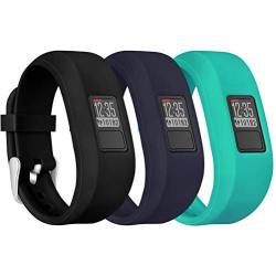 Mosstek Compatible with Garmin vivofit jr/vivofit jr 2 / Vivofit 3 Bands, Silicone Replacement Sport Strap for Kids Juniors Women Men Small Large (3 Packs)