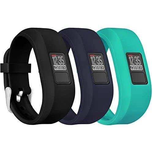 Mosstek Compatible with Garmin vivofit jr/vivofit jr 2 / Vivofit 3 Bands, Silicone Replacement Sport Strap for Kids Juniors Women Men Small Large (3 Packs)