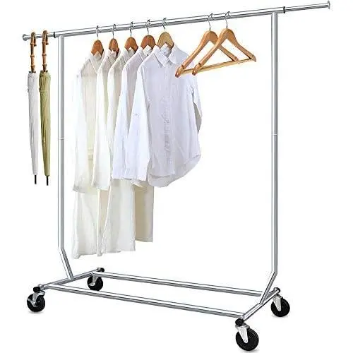 Camabel Clothing Garment Rack Heavy Duty Adjustable Rolling Moveable Commercial Grade Steel Extendable moveable hanging drying Organizer Chrome Storage Metal Shelf on with Wheels for Boxes Shoes Camabel Clothing Garment Rack Heavy Duty Adjustable Rolling Moveable Commercial Grade Steel Extendable moveable hanging drying Organizer Chrome Storage Metal Shelf on with Wheels for Boxes Shoes