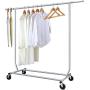 Camabel Clothing Garment Rack Heavy Duty Adjustable Rolling Moveable Commercial Grade Steel Extendable moveable hanging drying Organizer Chrome Storage Metal Shelf on with Wheels for Boxes Shoes