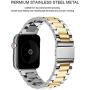 U191U Band Compatible with Apple Watch 38mm 42mm Stainless Steel Wristband Metal Buckle Clasp iWatch 40mm 44mm Strap Bracelet for Apple Watch Series 4/3/2/1 Sports Edition(Silver/Gold, 42MM)