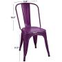Furmax Metal Dining Chair Indoor-Outdoor Use Stackable Classic Trattoria Chair Chic Dining Bistro Cafe Side Metal Chairs Set of 4 (Purple)