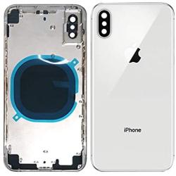 Back Housing Assembly Metal Frame w/Back Glass(OEM) - Camera Frame and Lens for iPhone X (White)