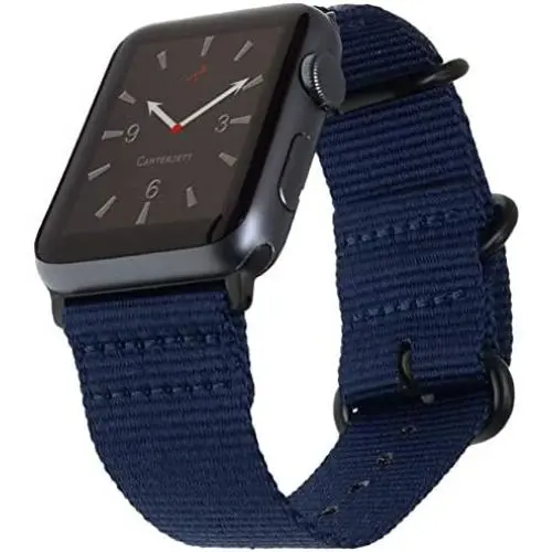 Carterjett Compatible with Apple Watch Band 42mm 44mm Nylon Sport iWatch Bands Replacement Woven Military Strap Rugged Steel Adapters Loop Buckle for Series 5 Series 4 3 2 1 (42 44 S/M/L Navy Blue) Carterjett Compatible with Apple Watch Band 42mm 44mm Nylon Sport iWatch Bands Replacement Woven Military Strap Rugged Steel Adapters Loop Buckle for Series 5 Series 4 3 2 1 (42 44 S/M/L Navy Blue)
