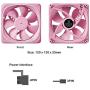 Vetroo DF120 120mm Case Fan White LED Lighting PC Cooling Fan Pink Fan Frame for Radiator/CPU Cooler/Computer Case
