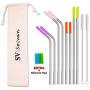 SEIVAN STRAWS Set of 8 Stainless Steel Reusable Metal Straws with Silicone Tip - Metal Drinking Straws for 30oz 20oz Yeti RTIC Tumbler - 8 Steel Straws, 12 Silicone Tips, 2 Straw Cleaning Brush, Pouch