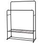 Double Rail Clothes Rack Metal Garment Rack with 2-Tier Bottom Shelves Portable Space-Saving Hanger Hanging, Black