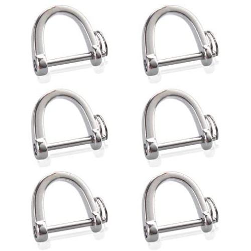 6 Pieces D-Rings Screw in Shackle 23.5mm Horseshoe Buckle Horseshoe Shape D Ring D-Shaped Metal Hoop Locking with Metal Ring Use for DIY Leather Craft Purse Replacement Chrome Tone