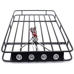 LCX Racing 1/10th RC Crawler Car Metal Roll Cage Luggage Tray Roof Rack for Axial SCX10 II 90046 TRX4 Redcat Gen8 Scout II, Upgrades Parts Accessories