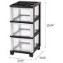 IRIS USA MC-303-TOP 3-Drawer Storage Cart with Organizer Top, Black