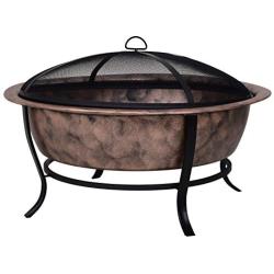 Outsunny Black Rustic Cauldron Style Metal Wood Fire Pit Bowl w/Log Poker and Mesh Screen Enclosure for Ember Protection