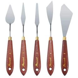 DerBlue 5pcs Stainless Steel Artists Palette Knife Set,Spatula Palette Knife Painting Mixing Scraper,Thin and Flexible Art Tools for Oil Painting, Acrylic Mixing, Etc.