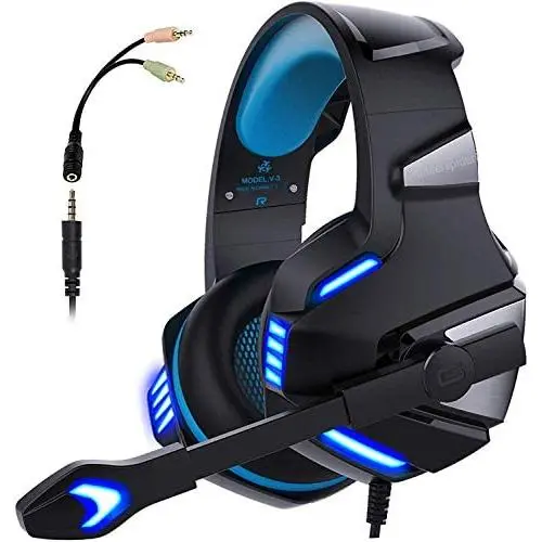 Micolindun Gaming Headset for Xbox One, PS4, PC, Over Ear Gaming Headphones with Noise Cancelling Mic LED Light, Stereo Bass Surround, Soft Memory Earmuffs for Smart Phone, Laptops, Tablet Micolindun Gaming Headset for Xbox One, PS4, PC, Over Ear Gaming Headphones with Noise Cancelling Mic LED Light, Stereo Bass Surround, Soft Memory Earmuffs for Smart Phone, Laptops, Tablet