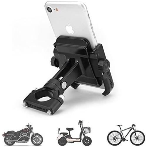 Bike & Motorcycle Phone Mount, Adjustable Anti Shake Metal Bicycle Motorcycle Phone Holder for iPhone X/XR/XS/8/7/6 Plus Samsung Galaxy S9/S8/S7/S6 GPS, Holds Devices up to 3.7'' Width (Black)