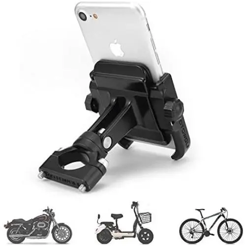 Bike & Motorcycle Phone Mount, Adjustable Anti Shake Metal Bicycle Motorcycle Phone Holder for iPhone X/XR/XS/8/7/6 Plus Samsung Galaxy S9/S8/S7/S6 GPS, Holds Devices up to 3.7'' Width (Black) Bike & Motorcycle Phone Mount, Adjustable Anti Shake Metal Bicycle Motorcycle Phone Holder for iPhone X/XR/XS/8/7/6 Plus Samsung Galaxy S9/S8/S7/S6 GPS, Holds Devices up to 3.7'' Width (Black)