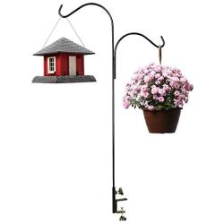 Ashman Double Span Black Deck Hook, Made of Premium Metal, Super Strong with 46-Inch Length and ideal for Bird Feeders, Plant Hangers, Coconut Shell Hanging Baskets, Lanterns and Wind Chimes and more!