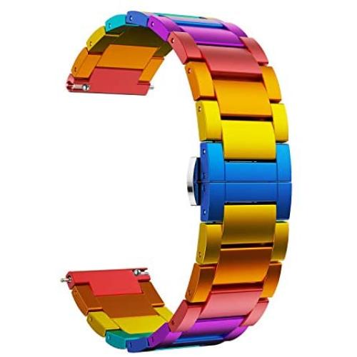 BaiHui 22mm Watch Band Compatible with Galaxy Watch 46mm/45mm Bands, Aluminum Metal Watch Band Quick Release Strap Compatible for Samsung Gear S3 Frontier/Galaxy Watch 3 45mm - Rainbow