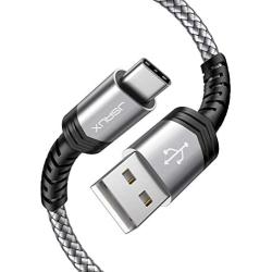 USB Type C Cable 3A Fast Charging [2-Pack 3.3ft], JSAUX USB-A to USB-C Charge Braided Cord Compatible with Samsung Galaxy S10 S9 S8 S20 Plus A51 A11,Note 10 9 8, PS5 Controller, USB C Charger(Silver)