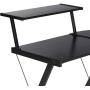 Halter L-Shaped Desk 59'' Computer Corner Desk Home Gaming, Office Desk Study Writing Modern Table, Black Desk with Black Metal Frame, Space Saver Easy to Assemble Halter L-Shaped Desk 59'' Computer Corner Desk Home Gaming, Office Desk Study Writing Modern Table, Black Desk with Black Metal Frame, Space Saver Easy to Assemble