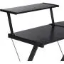 Halter L-Shaped Desk 59'' Computer Corner Desk Home Gaming, Office Desk Study Writing Modern Table, Black Desk with Black Metal Frame, Space Saver Easy to Assemble