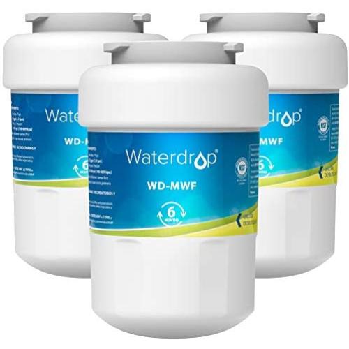 Waterdrop MWF Refrigerator Water Filter, Replacement for GE Smart Water MWF, MWFINT, MWFP, MWFA, GWF, HDX FMG-1, GSE25GSHECSS, WFC1201, RWF1060, 197D6321P006, 3 Filters