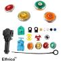 Elfnico Battling Tops Metal Fusion Starter Set with 4D Launcher Grip Burst Battle Set Packed in Storage Case
