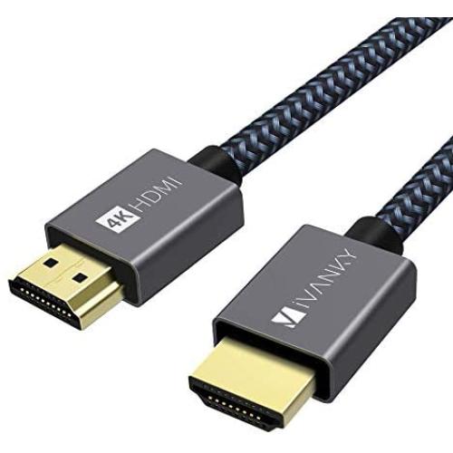 4K HDMI Cable 3.3 ft, iVANKY High Speed 18Gbps HDMI 2.0 Cable, 4K HDR, HDCP 2.2, 3D, 2160P, 1080P, Ethernet - Braided HDMI Cord, Audio Return (ARC) Compatible UHD TV, Blu-ray, Projector