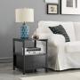 VECELO Modern Nightstand with Drawer Square End, Side Table for Bedroom, Living Room, Small Space, Night Stand with Open Shelf, Stable Metal Frame, Black