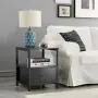 VECELO Modern Nightstand with Drawer Square End, Side Table for Bedroom, Living Room, Small Space, Night Stand with Open Shelf, Stable Metal Frame, Black VECELO Modern Nightstand with Drawer Square End, Side Table for Bedroom, Living Room, Small Space, Night Stand with Open Shelf, Stable Metal Frame, Black