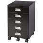 TOPSKY 5 Drawer Mobile Cabinet Fully Assembled Except Casters Built-in Handle (Black)