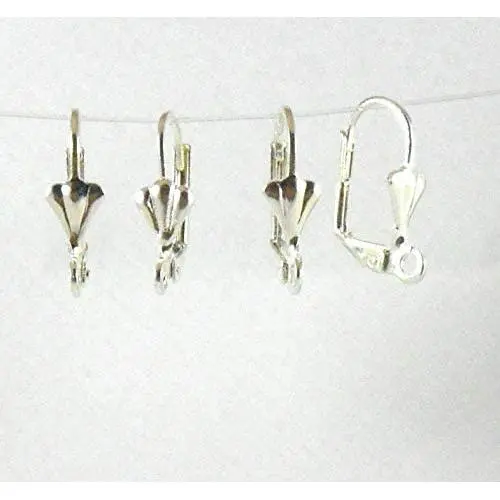 Silver Earring Findings Parts Pure 4 Microns Plated Lever Back Flower Leverback 20 x 10 mm Sterling For Fine Jewelry Making Designers Flower 3 Pairs (6)