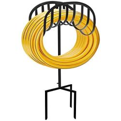 Urban Deco Garden Hose Holder Metal Decorative Hose Stand Heavy Duty Hose Holder Free Standing Garden Hose Storage Hose Stand, Black