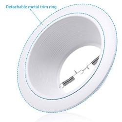 TORCHSTAR 12-Pack 6 Inch Recessed Can Light Trim with White Metal Step Baffle, for 6 Inch Recessed Can, Detachable Iron Ring Included, Fit Halo/Juno Remodel Recessed Housing, Line Voltage Available