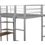 Metal Loft Bed Studio Loft Bunk Bed Over Desk and Bookcase with 2 Ladders,Twin Loft Bed for Dorm, Boys & Girls Teens Kids,Silver