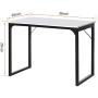 KINGSO Small Computer Desk 39'' Study Writing Table for Home Office, Black Modern Desk Laptop Desk Sturdy Work Table PC Wood Computer Table with Black Metal Frame(White)