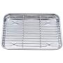 TeamFar Toaster Oven Pan Tray with Cooling Rack, Stainless Steel Toaster Ovenware broiler Pan, Compact 8x10x1, Healthy & Non Toxic, Rust Free & Easy Clean - Dishwasher Safe