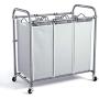 ROMOON Laundry Sorter, 3 Bag Laundry Hamper Sorter with Rolling Heavy Duty Casters, Laundry Organizer Cart for Clothes Storage, Gray