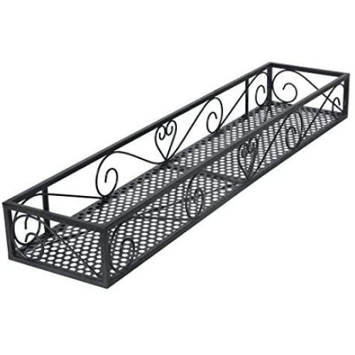 Funmall Hanging Balcony Railing Shelf Flower Pot Holder Metal Plant Stand